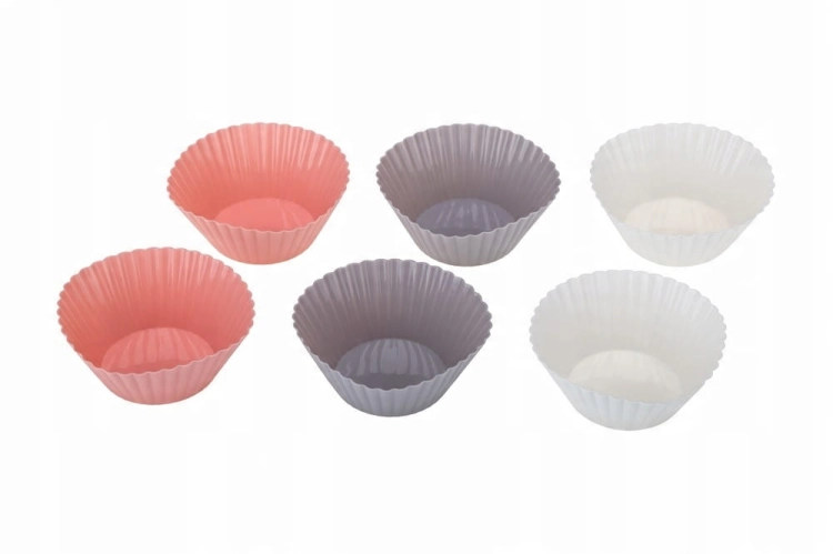 Foremki Silikonowe do Babeczek Galicja – Zestaw 6 Sztuk, Różne Kolory, Wielokrotnego Użytku