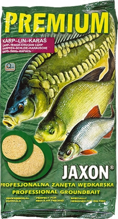 Zanęta gruntowa Jaxon Premium Karp-Lin-Karaś 1kg – skuteczna mieszanka do połowu karpia, lina i karasia