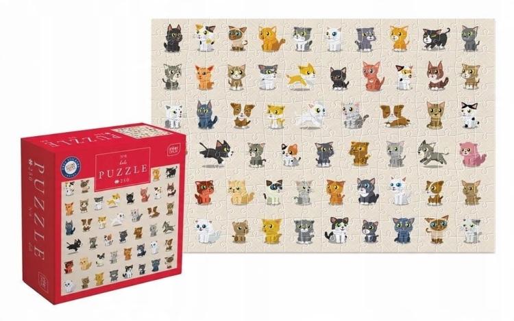 Puzzle dla dzieci 250 elementów – Kids nr 8 Cats / Koty – kolorowe puzzle edukacyjne – 48×33 cm – trwałe, z pomocniczym obrazkiem