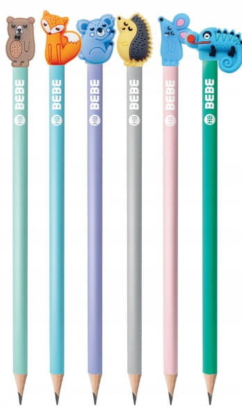 Ołówek grafitowy HB ze zwierzątkiem – kolorowy, trwały, bezpieczny dla dzieci, mix wzorów