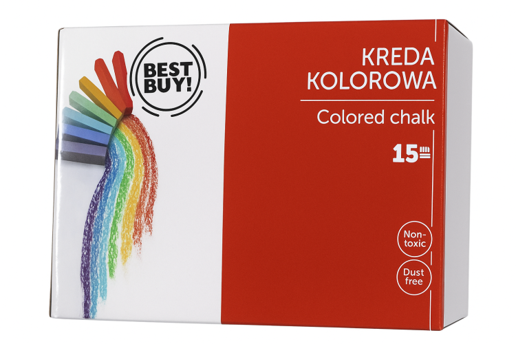 Kreda ulicowa, tablicowa dla dzieci Ravi 5 kolorów 15 sztuk