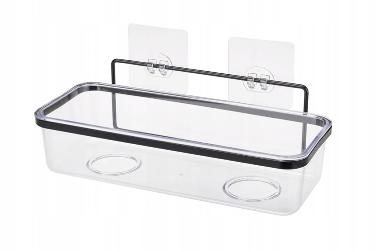 Półka łazienkowa 1-poziomowa czarna Instilo z przyssawkami 28x6 cm