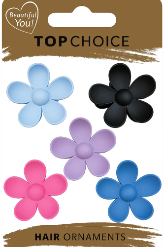 Top Choice Spinka do włosów kwiatek 7 cm – miękka, dekoracyjna, mix kolorów
