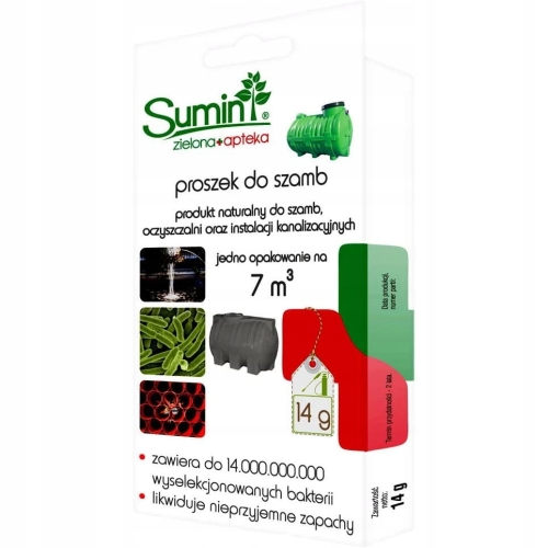 Sumin Preparat do Szamba w Proszku 14 g – Redukuje Zapachy i Osady, Naturalny
