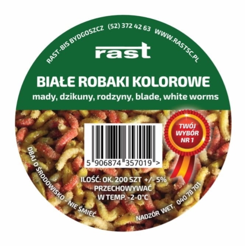 Robak RAST Kolorowy – Przynęta Wędkarska Żywa, Mix Kolorów