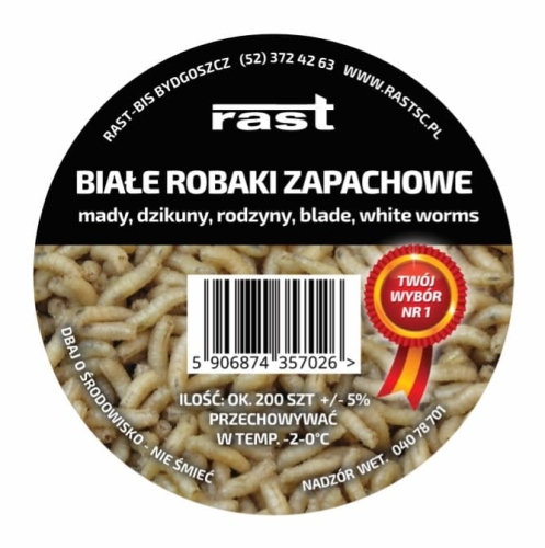 Robak RAST Biały Wanilia – Przynęta Wędkarska na Ryby, Aromat Waniliowy