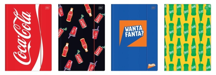 Teczka A4 z gumką Coca-Cola Interdruk kartonowa czarna MAT+UV 350g