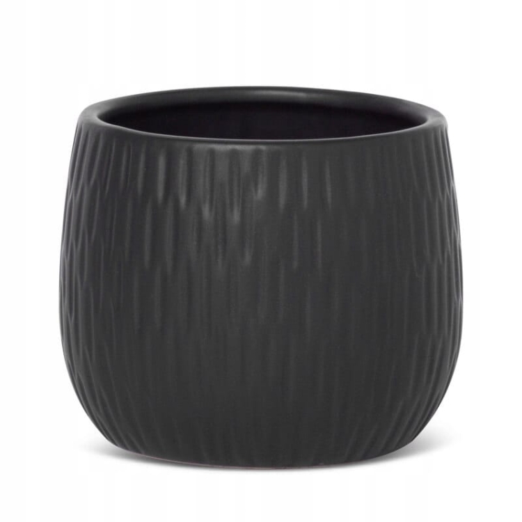 Donica dekoracyjna czarna 14x14x12 cm z glinki ceramicznej