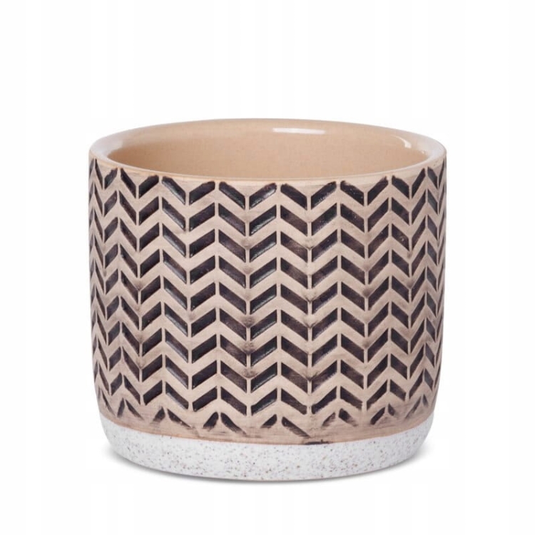 Donica dekoracyjna kremowa 11x11x10 cm z glinki ceramicznej