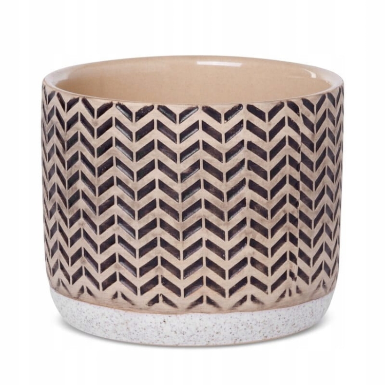 Donica dekoracyjna kremowa 12x12x10 cm z glinki ceramicznej