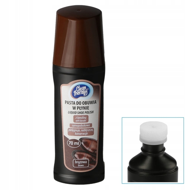 Brązowa Pasta do Butów w Płynie 70 ml RAVI z Gąbką i Woskiem