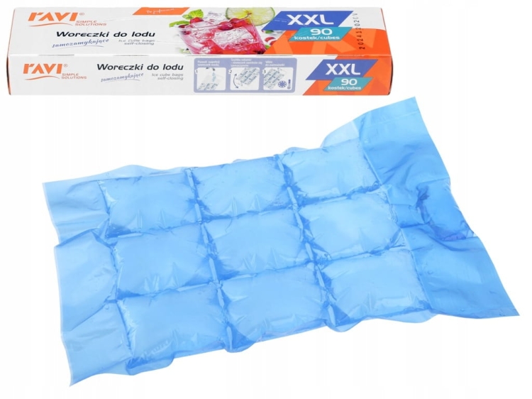 Woreczki do lodu samozamykające RAVI XXL – 90 kostek