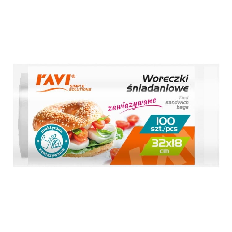 Woreczki śniadaniowe do zawiązywania 100 szt. 32x18 cm