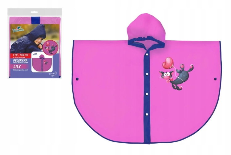 Peleryna przeciwdeszczowa dziecięca RAVI LILLY 110–140 cm różowa