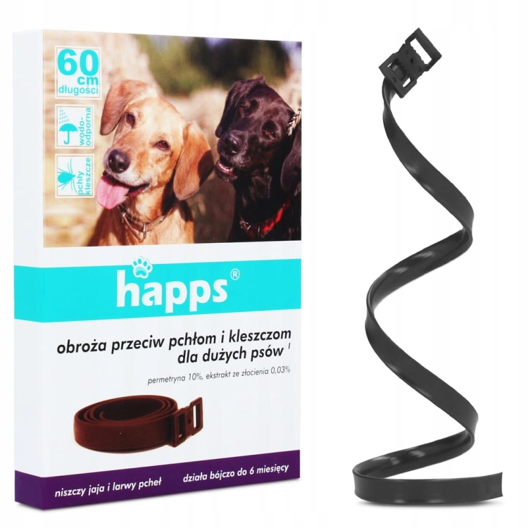 Obroża Happs na pchły i kleszcze dla psa 60 cm – do 6 miesięcy ochrony