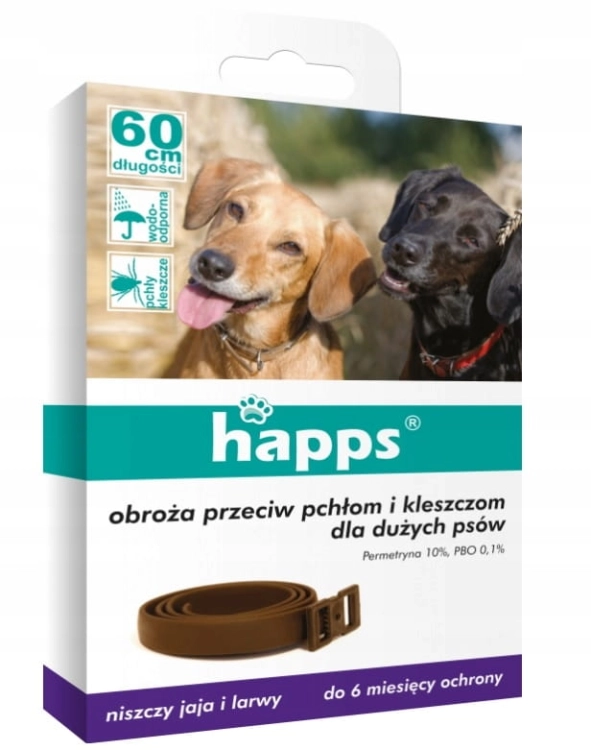 Obroża Happs na pchły i kleszcze dla psa 60 cm – do 6 miesięcy ochrony