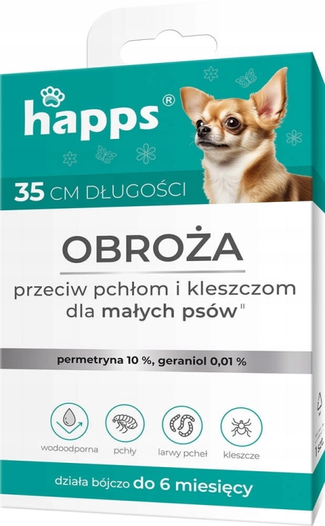 HAPPS obroża przeciw pchłom i kleszczom dla małych psów – 6 miesięcy