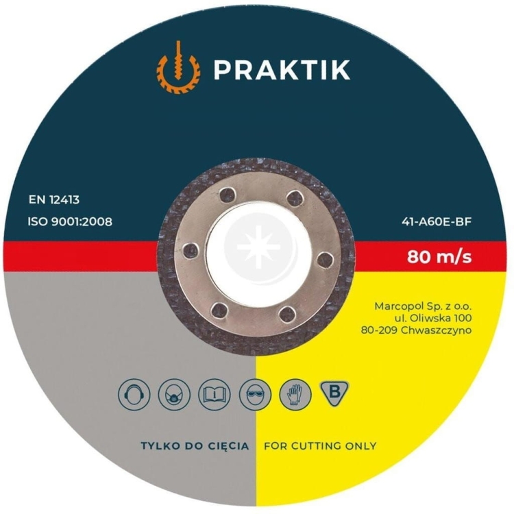 Tarcza do cięcia metalu 125x1,6 PRAKTIK Marcopol do szlifierek