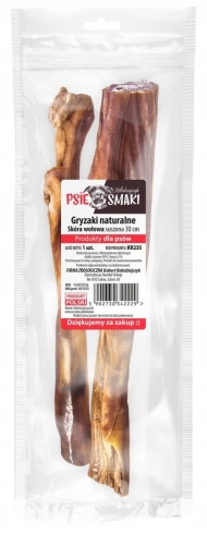 Skóra wołowa 30cm 1szt – naturalny twardy gryzak dla psa