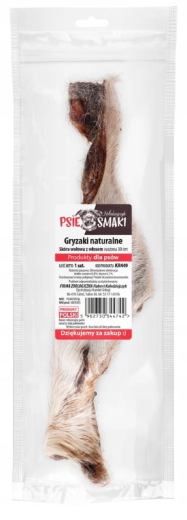 Kołodziejczyk Skóra wołowa z włosem 30cm 1szt – naturalny gryzak