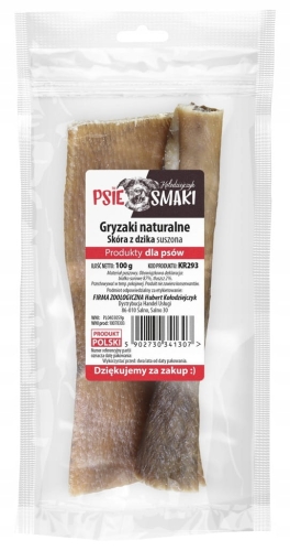 Skóra z dzika 15cm 100g – naturalny gryzak dla psa, rzadki przysmak
