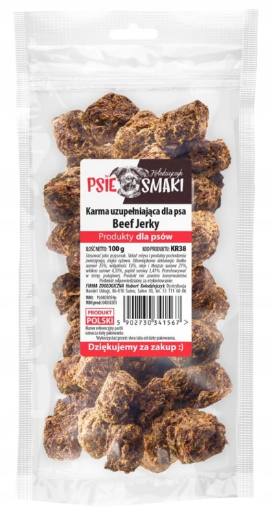 Beef Jerky 100g karma dla psa 100% mięsa suszone wołowe naturalne
