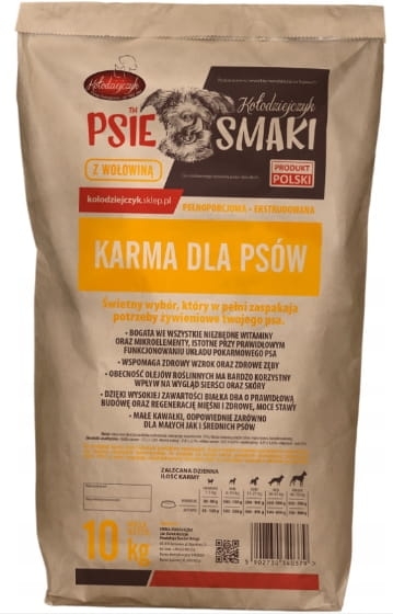 Kołodziejczyk Karma wołowa dla psa 10kg bez zbóż zdrowa
