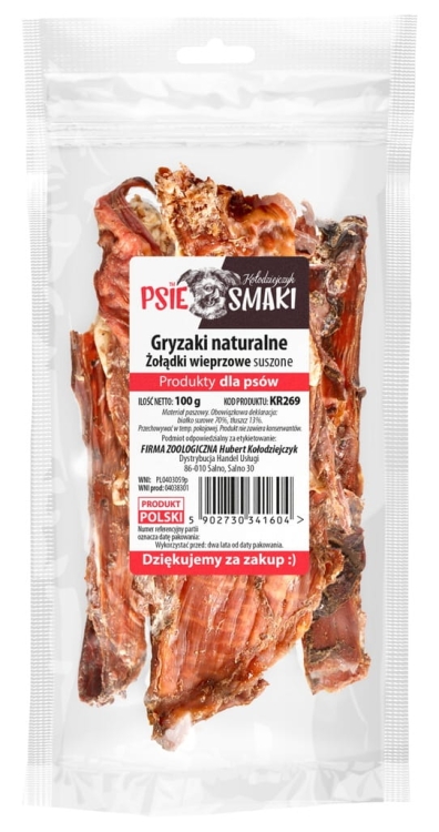 Kołodziejczyk Żołądki wieprzowe 100g – naturalny gryzak dla psa