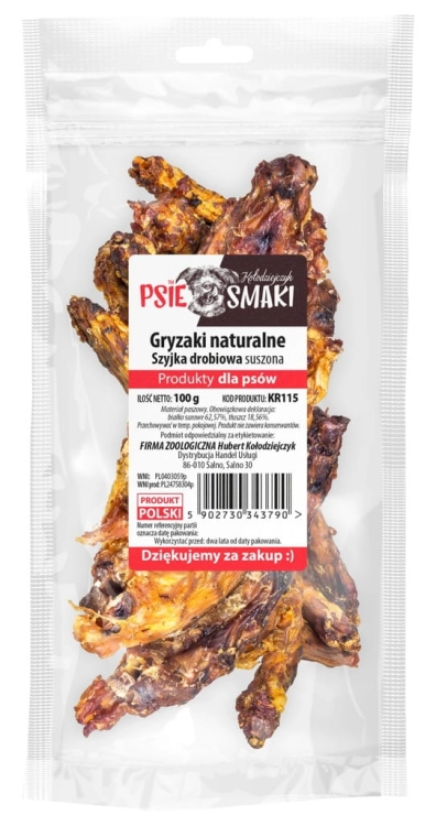 Szyjka drobiowa dla psa 100g – naturalny gryzak, suszony, polski