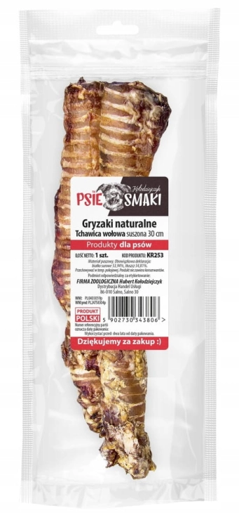 Kołodziejczyk Tchawica wołowa 30cm – naturalny gryzak dla psa