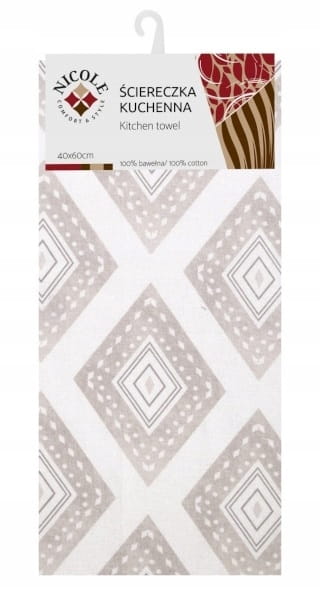Ściereczka kuchenna 40×60 cm – 100% bawełna, beżowo-biała