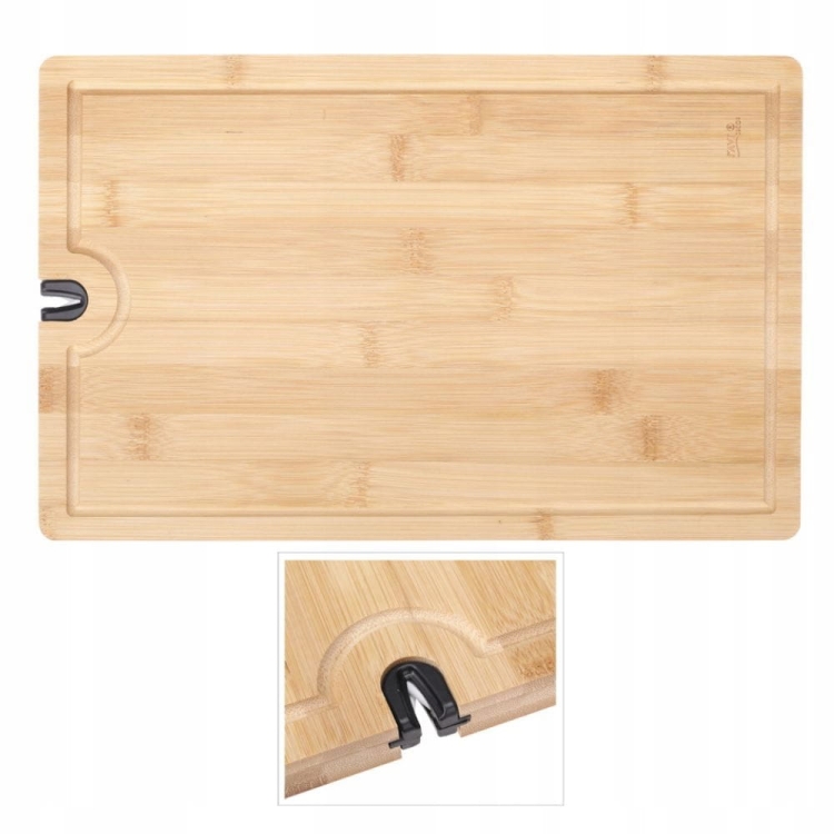 Deska bambusowa z ostrzałką 38×24 cm – deska do krojenia z ceramiczną ostrzałką