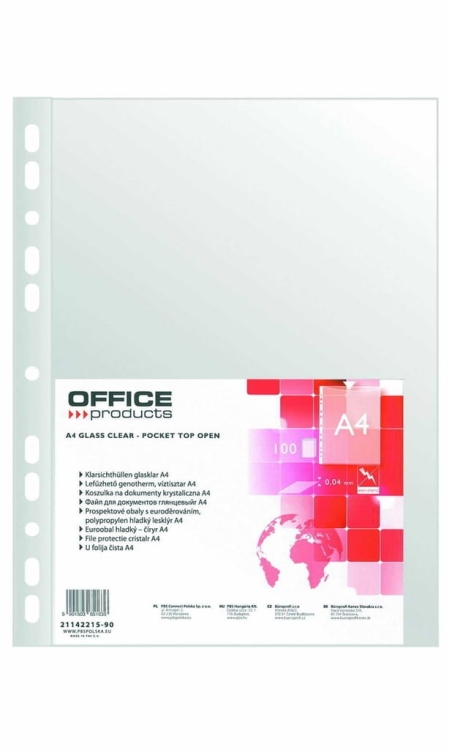 Koszulki groszkowe A4 40µm Office Products – 100 szt., antyrefleksyjne
