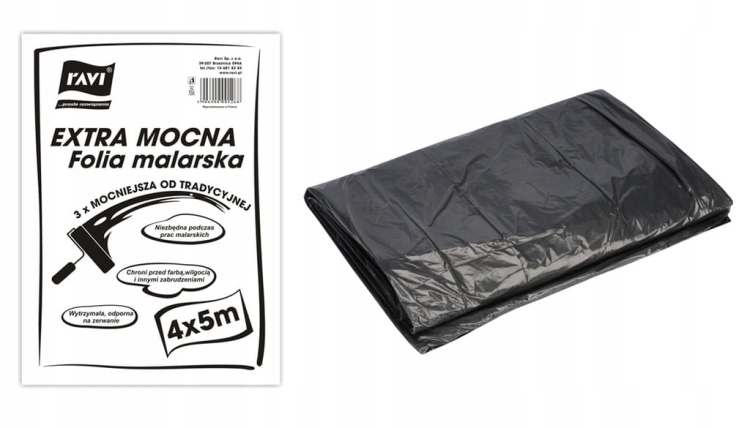 Folia malarska Extra mocna RAVI 4x5 m – ochrona podczas remontu