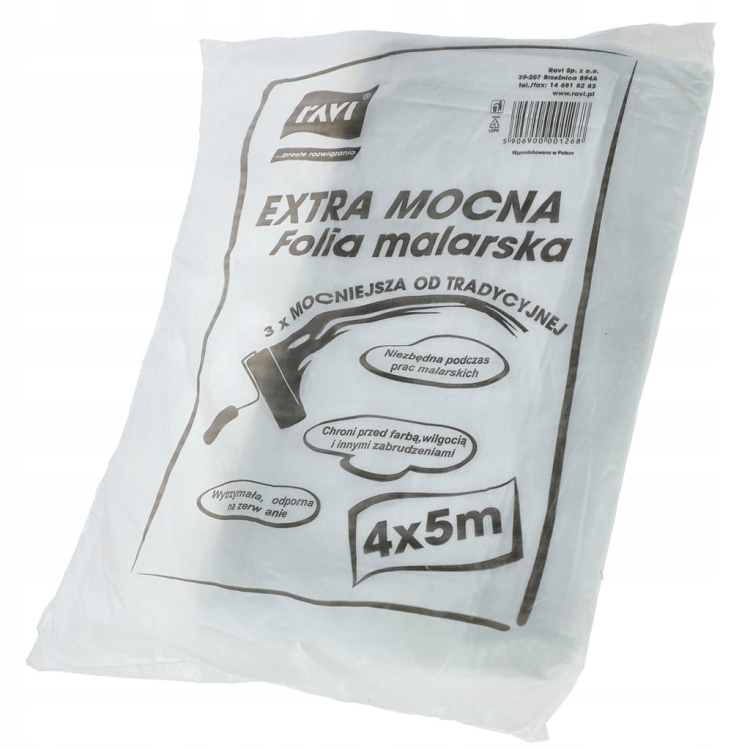 Folia malarska Extra mocna RAVI 4x5 m – ochrona podczas remontu