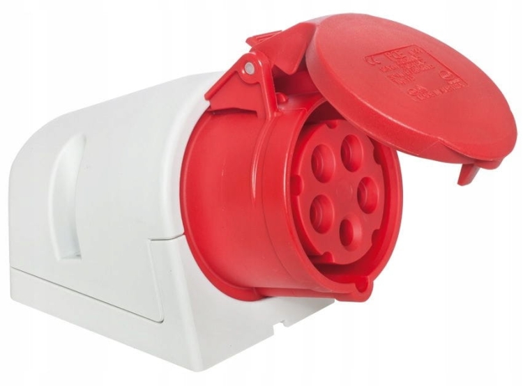 Gniazdo siłowe 16A 400V 5P 3P+Z+N IP44 PCE Shark 115-6 – czerwone