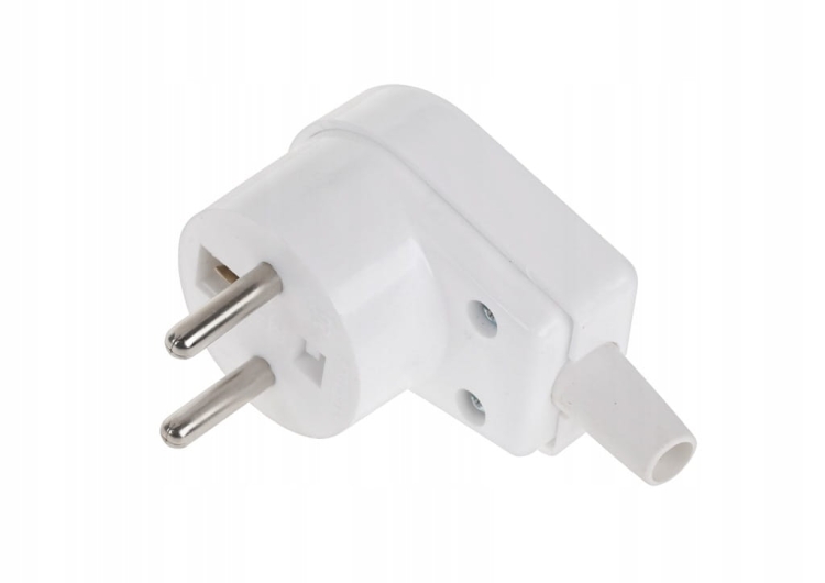 Wtyczka kątowa ELGOTECH WT-20S 16A 250V z uziemieniem – biała