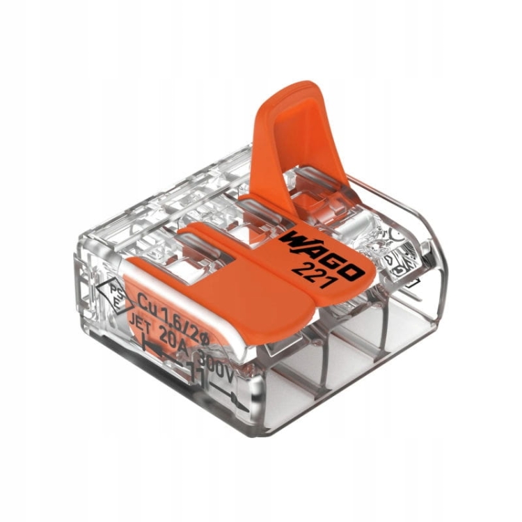 Zacisk instalacyjny WAGO 3x4mm² CAGE CLAMP® 32A – uniwersalny