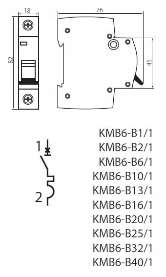 Wyłącznik nadprądowy 1P KANLUX KMB6-B20/1 20A – aparatura modułowa
