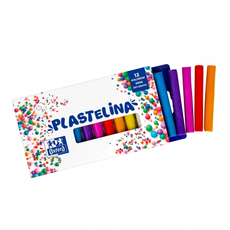 Plastelina szkolna Oxford Premium 12 kolorów 200g – miękka i bezpieczna
