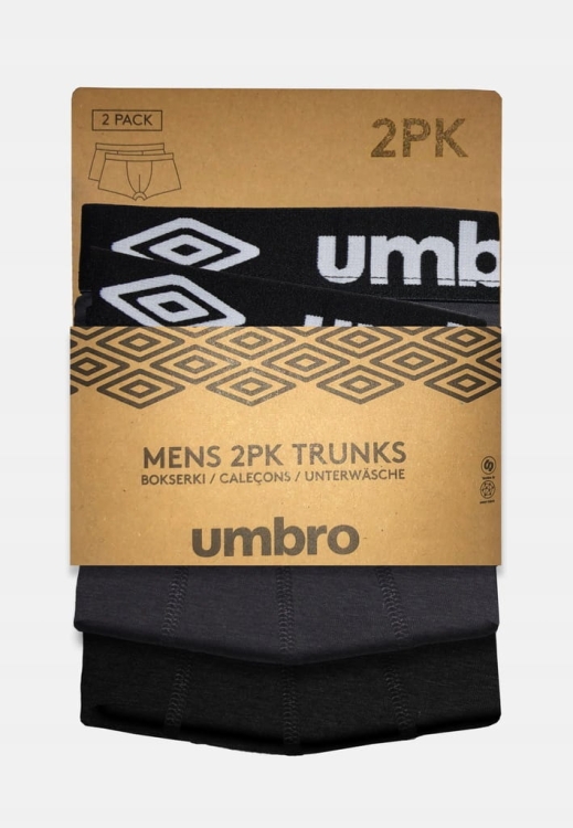 UMBRO Bokserki męskie 2-pack XL – czarne i grafitowe szare