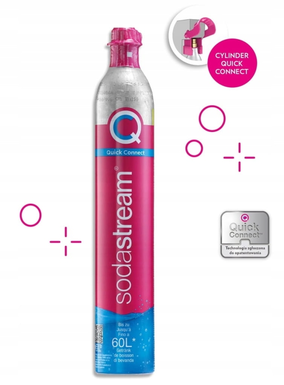 Różowy cylinder CO2 SodaStream Quick Connect – do 60 l wody gazowanej