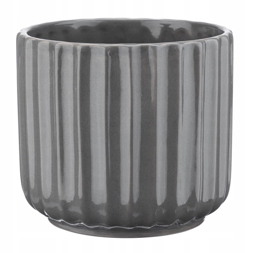 Osłonka ceramiczna Verdenia szara 12 cm – elegancka z prążkami