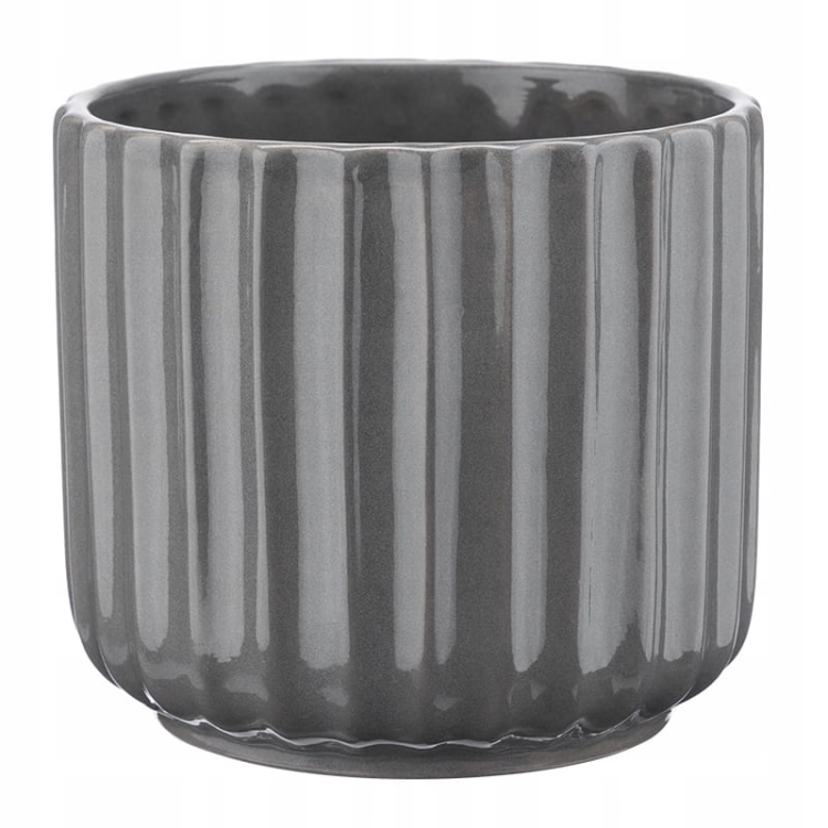Osłonka ceramiczna Verdenia szara 12 cm – elegancka z prążkami