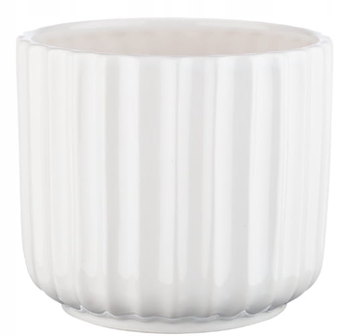 Osłonka ceramiczna Verdenia biała 12 cm – elegancka z prążkami