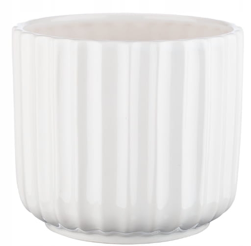 Osłonka ceramiczna Verdenia biała 12 cm – elegancka z prążkami