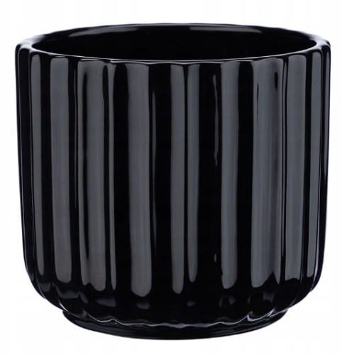 Osłonka ceramiczna Verdenia czarna 12 cm – elegancka z prążkami