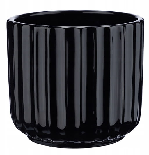 Osłonka ceramiczna Verdenia czarna 12 cm – elegancka z prążkami
