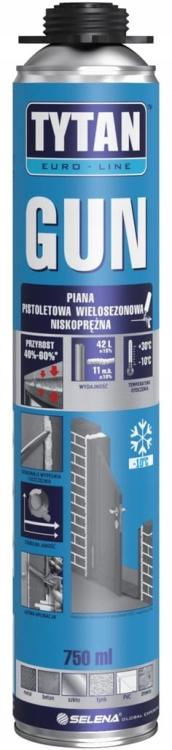 Piana pistoletowa TYTAN EURO-LINE GUN 750 ml – montaż, uszczelnianie, izolacja