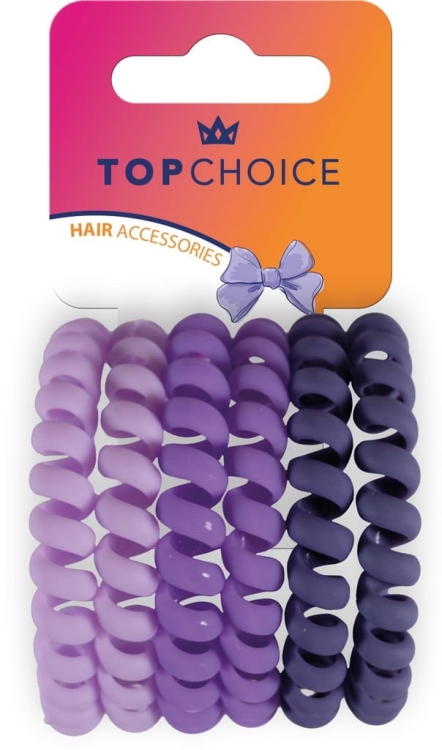 Top Choice gumki do włosów odcienie fioletu – 6 sztuk, elastyczne